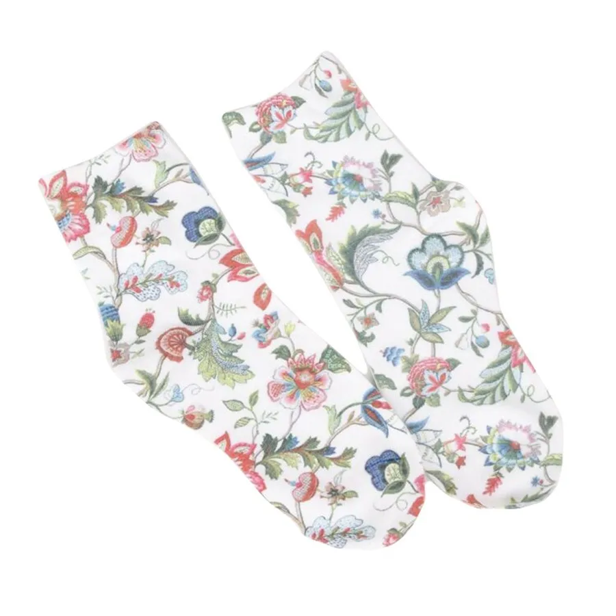 

[WPLOIKJD]New Spring Fall/Winter Fashion Flower Printing Cotton Female Women's Socks High Quality Sox Socks 5 Color Meias
