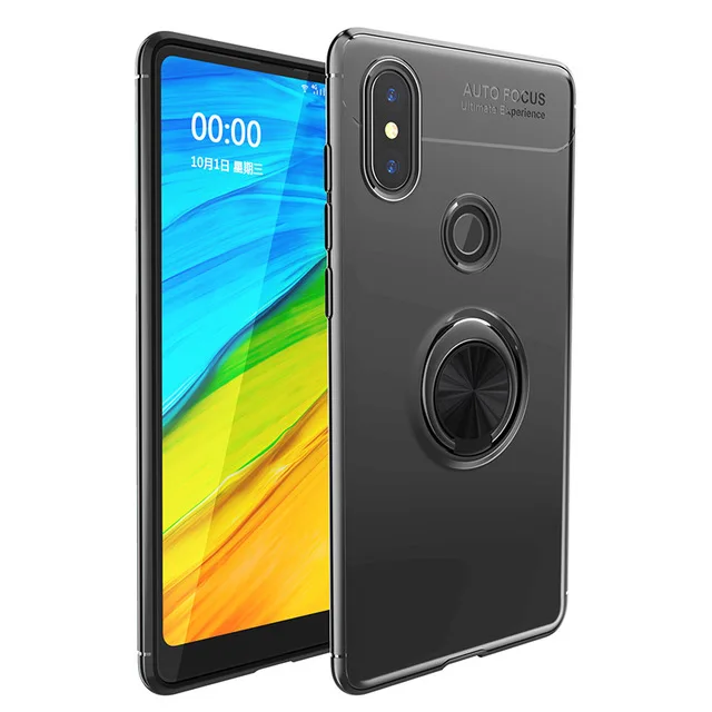 Для Xiaomi mi Mix 2S Чехол Explorer, силиконовый гелевый Чехол, автомобильный держатель, магнитный кронштейн, кольцо на палец, ТПУ чехол для mi x 2 - Цвет: black