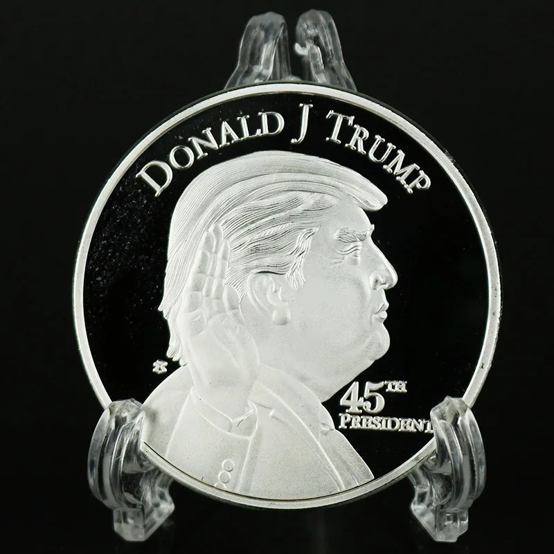Серебряная монета американского президента Дональда с изображением Трампа США
