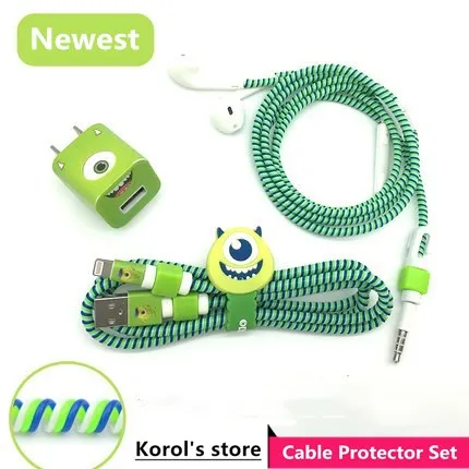 Новый стиль 1 M & 4 мультфильм USB кабель для наушников протектор Набор Стикеры