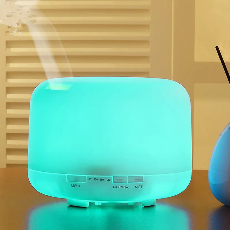 

500ML Essential Aroma Oil Diffuser Remote Control Ultrasonic Air Humidifier Mist Maker with LED 7 Color Lights For Bedroom