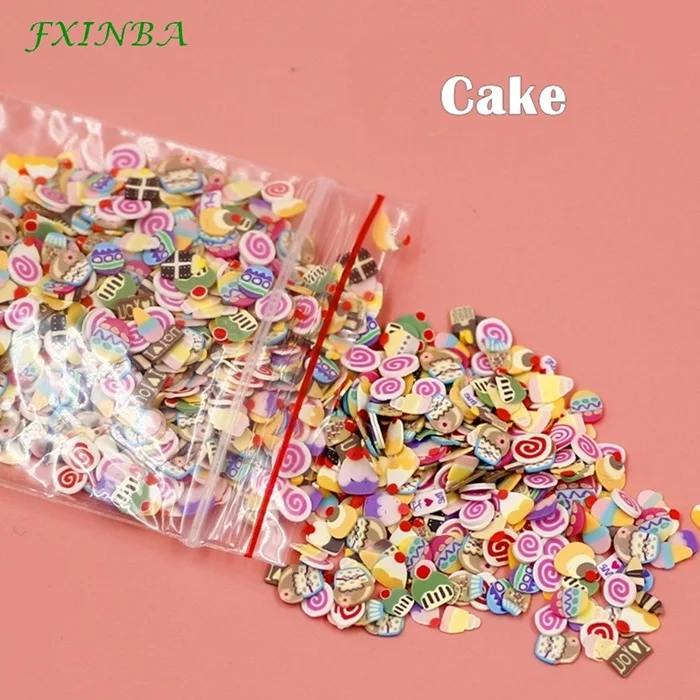 Cake Fxinba 1000 шт./упак. мини фимо фрукты Ломтики для поставки слаймов/ногти Нейл Арта, полимерная глина, Шлама Игрушки Лизун "сделай сам" - Цвет: Cake