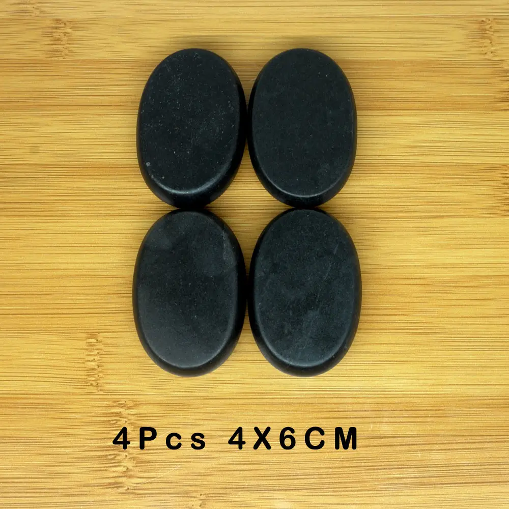 4pcs 4x6cm Горячий камень, массажный набор, снимает стресс, боль в спине, забота о здоровье, акупрессура, лава, базальтовые камни для здоровья, спа-рок - Цвет: 4pcs 4x6cm