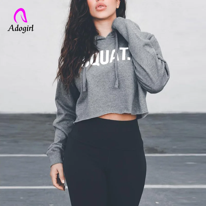 Adogirl Harajuku женские толстовки с капюшоном буквенным принтом осенние хлопковые кроп