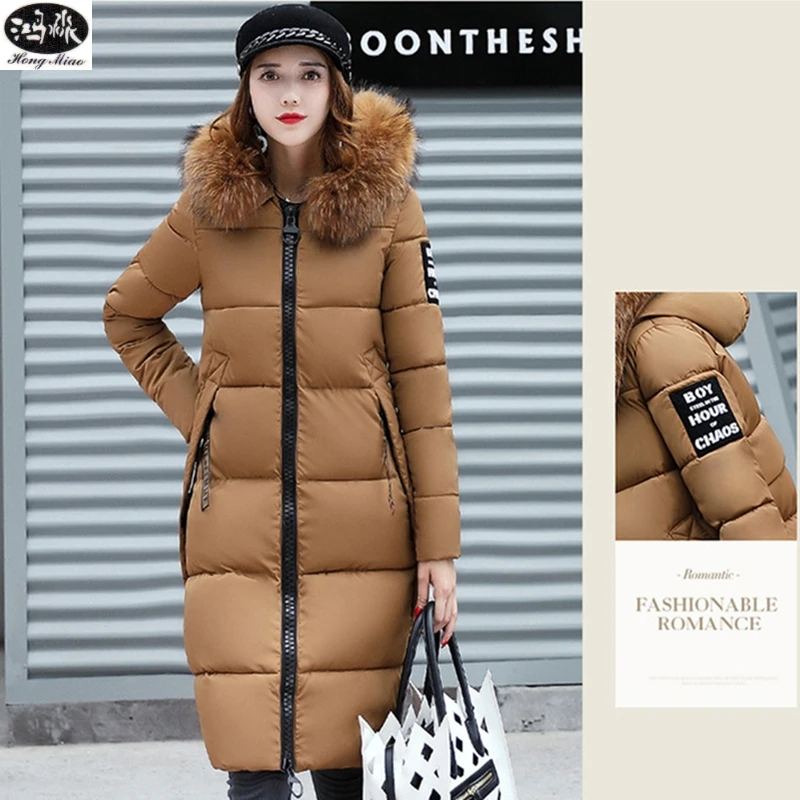 2018 The Latest Series Of Winter Korean Hooded Coat Large Fur Collar Long Paragraph Women Slim Down Cotton WL6