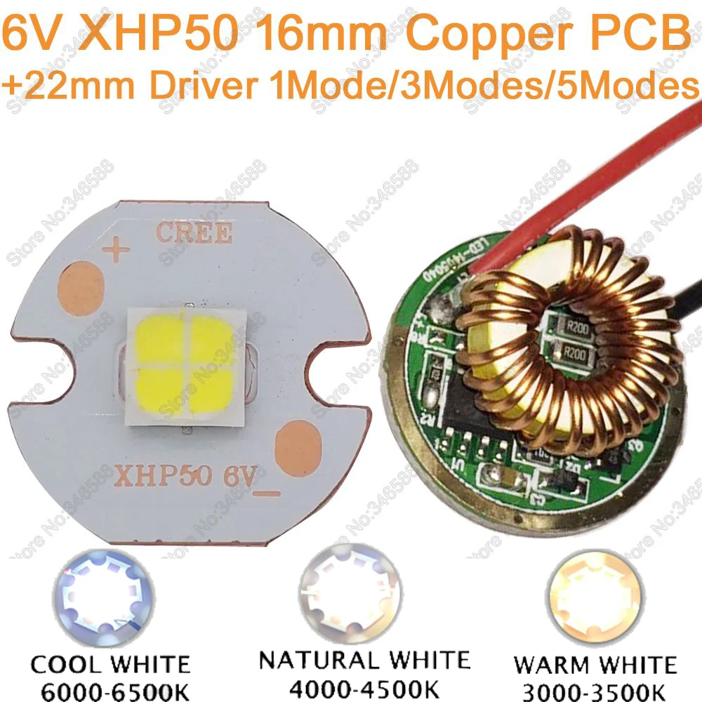 Светодиодный эмиттер высокой мощности Cree XHP50 холодный белый нейтральный теплый 6