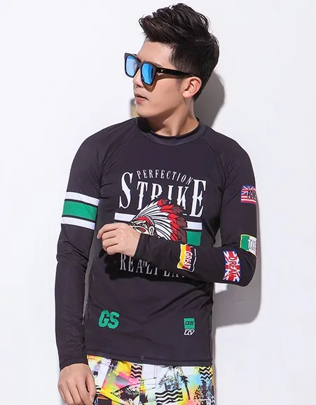 Мужская гидрокостюм с длинным рукавом белая и черная рубашка для серфинга