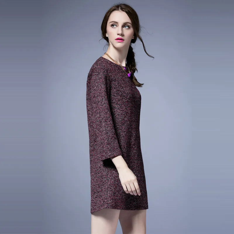 JOGTUME Wine Red Loose Dress 2017 Spring Autumn Women T-shirt Long Sleeve O Neck Lady Knitted Elegant Plus Size 5XL | Женская одежда
