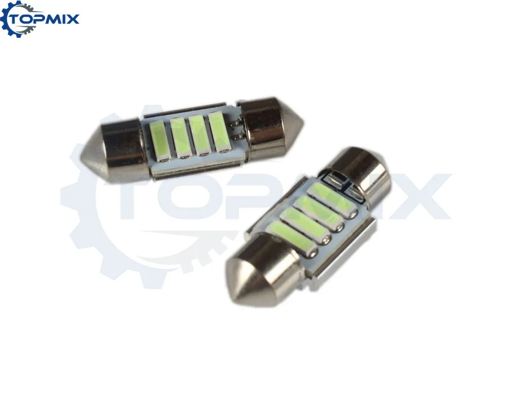10 шт./лот супер яркие 31 мм 7020 festoon SMD 4LED Canbus безотказные Автомобильные светодиодные