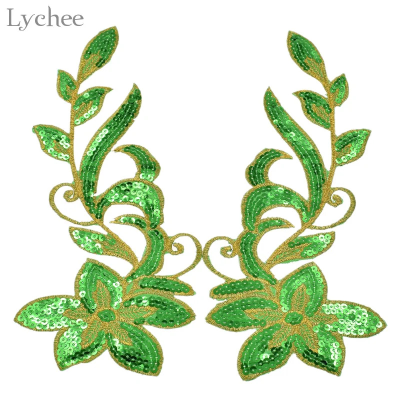 Lychee Life 1 пара нашивок с блестками и вышивкой цветок нашивка для одежды аппликация