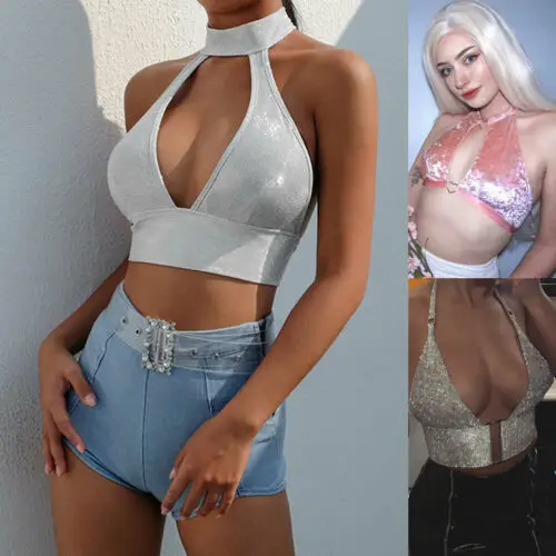 Модная женская однотонная майка без рукавов с открытой спиной и глубоким