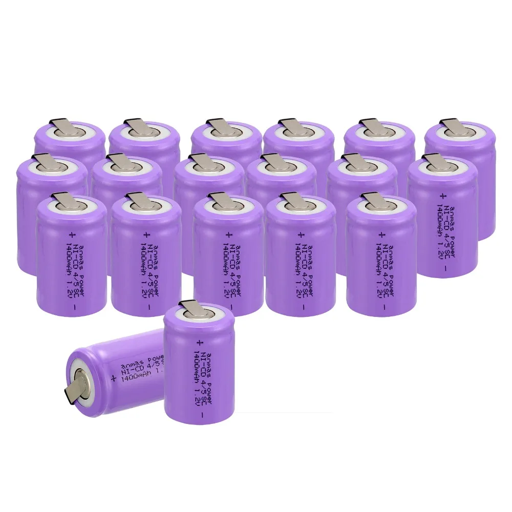 

Anmas power!19 pcs a set high quality Ni-Cd 36g 4/5 SubC Sub C 1.2V 1400mAh Rechargeable Battery with Tab - Purple