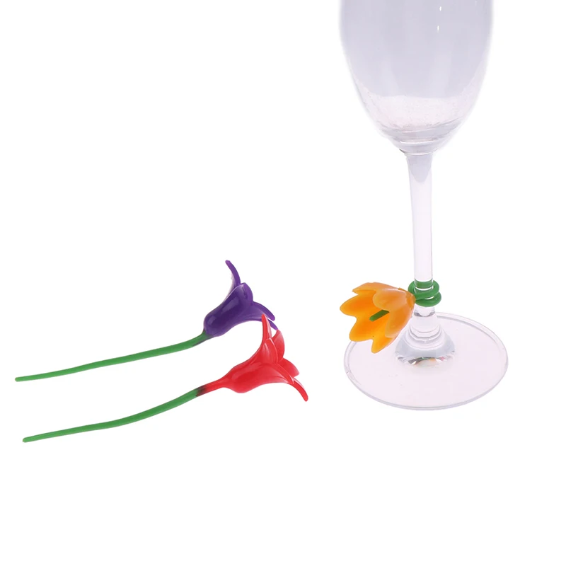 

Hot Sale 6pcs Flowers Wine Cup Marker Silicone Label Party Dedicated Glass Cup Recognizer Tools for Wine Glass Random