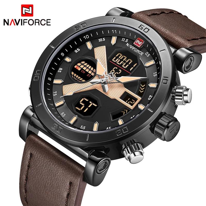 Часы наручные NAVIFORCE Мужские кварцевые роскошные Брендовые спортивные модные