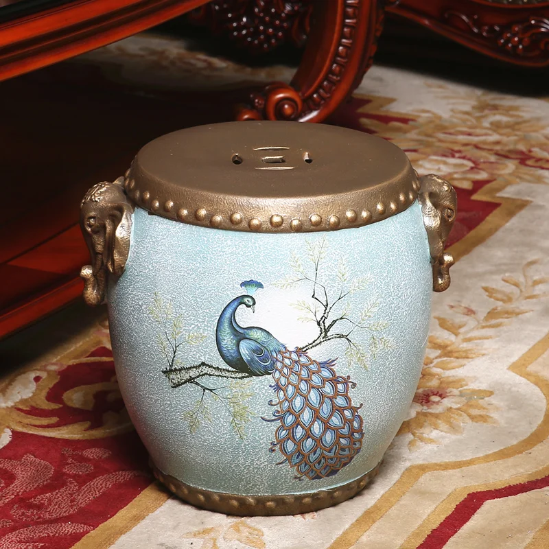 Винтажный фарфоровый табурет для комнаты с цветочной вышивкой керамический