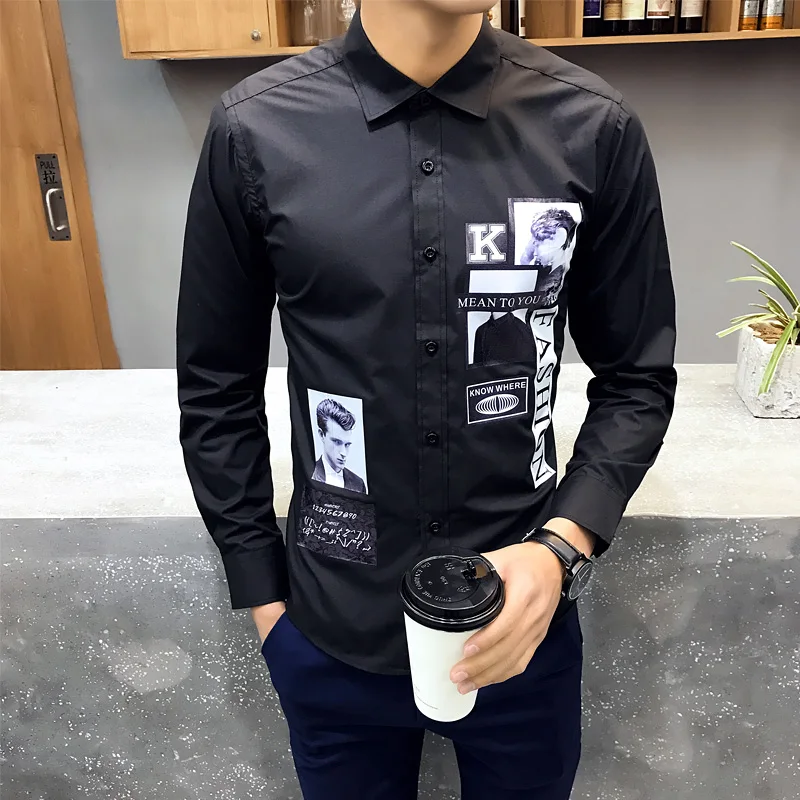 Новинка 2017 Весенняя Мужская Повседневная рубашка мужская с длинным рукавом