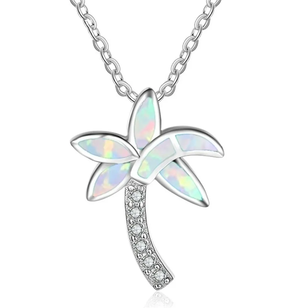 Женская цепочка с подвеской в виде кокосового дерева голубым огненным