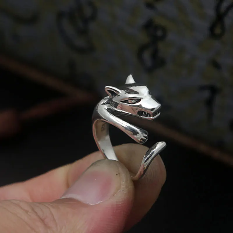FNJ 925 Серебряное кольцо с волком ювелирные изделия новая мода животное S925