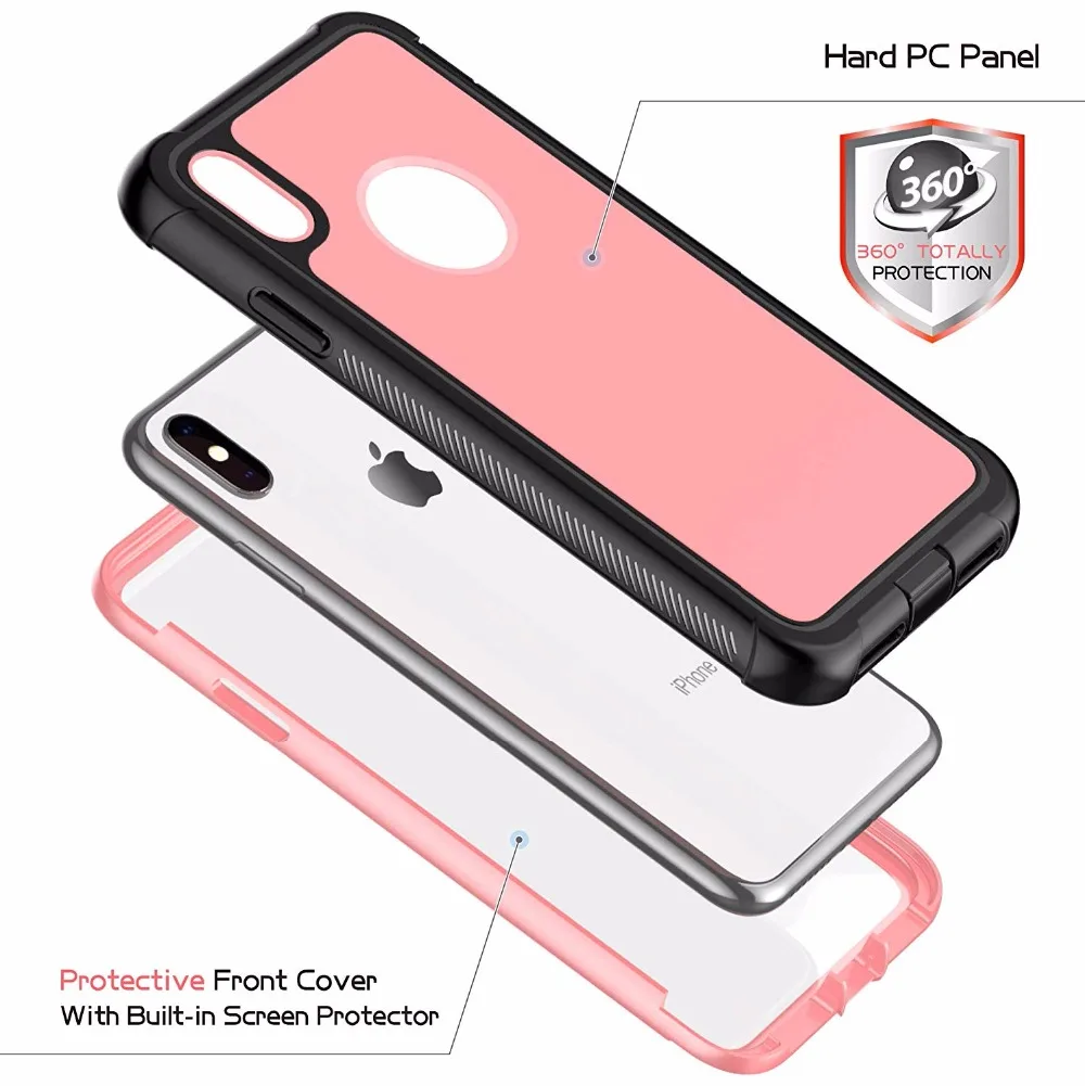 Полноразмерный прочный Чехол со встроенным защитным экраном для iPhone Xs тонкий