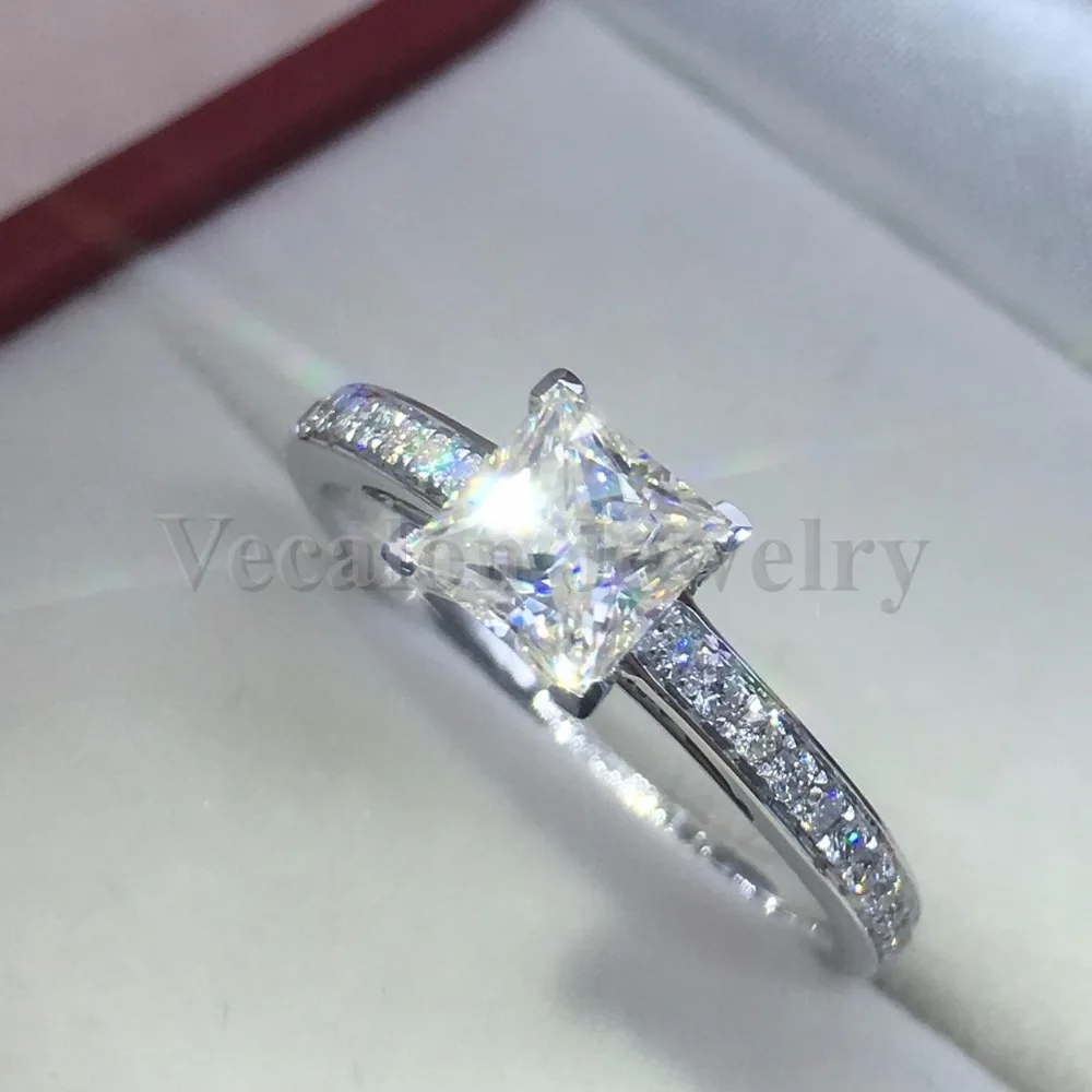 Женское кольцо из серебра 925 пробы с фианитом 2 карата|wedding band ring|band ringwomen fashion rings |