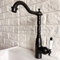 retro style oil rubbed bronze bathroom sink basin faucet single ceramic handle single hole deck mounted basin tap nnf370