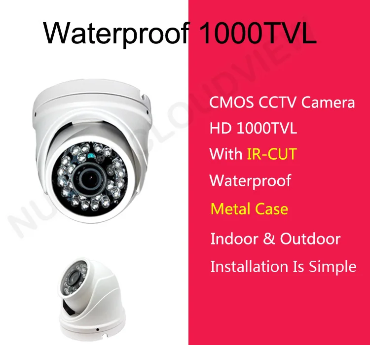 HD 1000TVL Цвет CMOS Видеокамера с ИК-Цифровая Фотокамера водонепроницаемый Купол 24