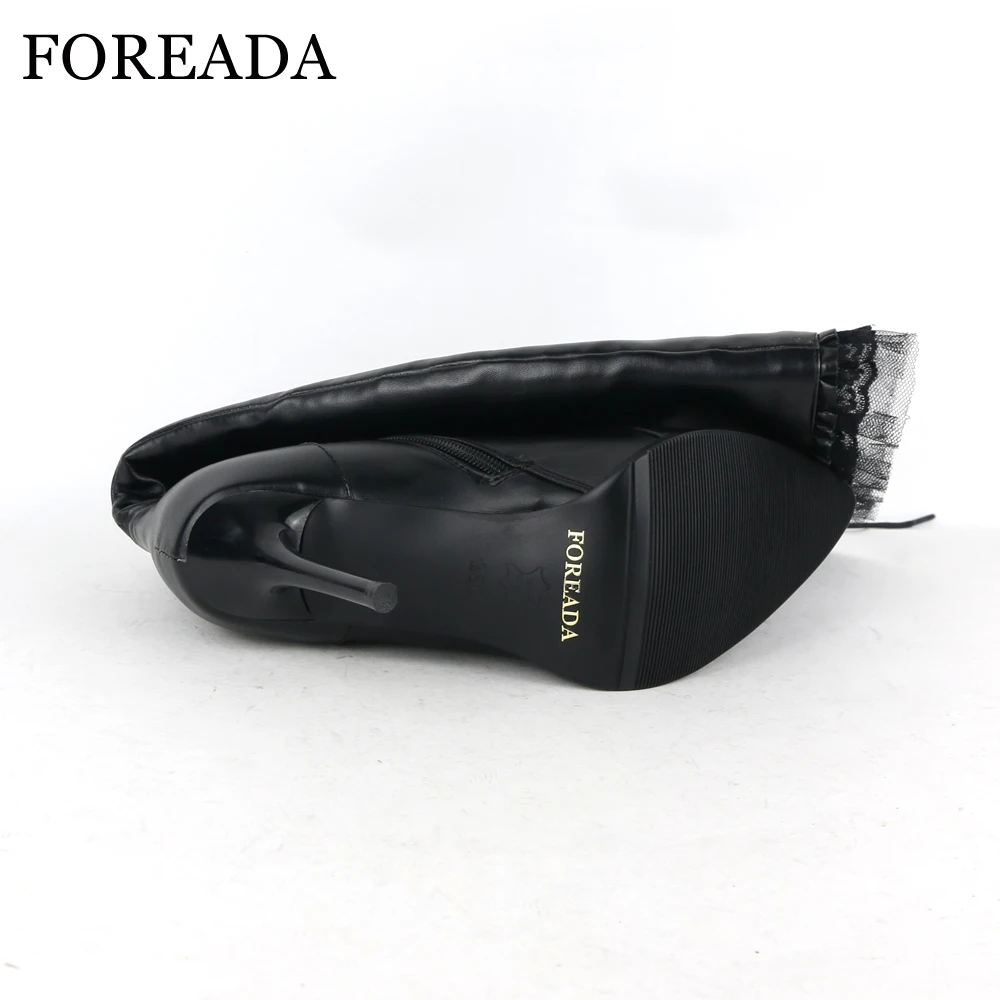 FOREADA/сапоги из натуральной кожи Женские сапоги до колена Зимние пикантные на