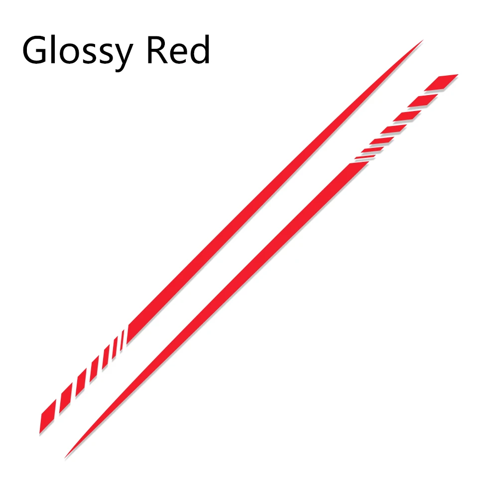 Glossy Red 2 шт., автомобильная наклейка в длинную полоску с обеих сторон, автомобильная виниловая обертка, сделай сам, наклейки для гоночных спортивных стикеров, s, аксессуары для тюнинга автомобиля - Название цвета: Glossy Red