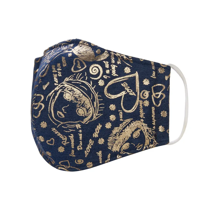 

5pcs/Bags New European and American Style Adult Gold Foil Printing Fashion Adult Personality Pattern Dustproof Haze Masks