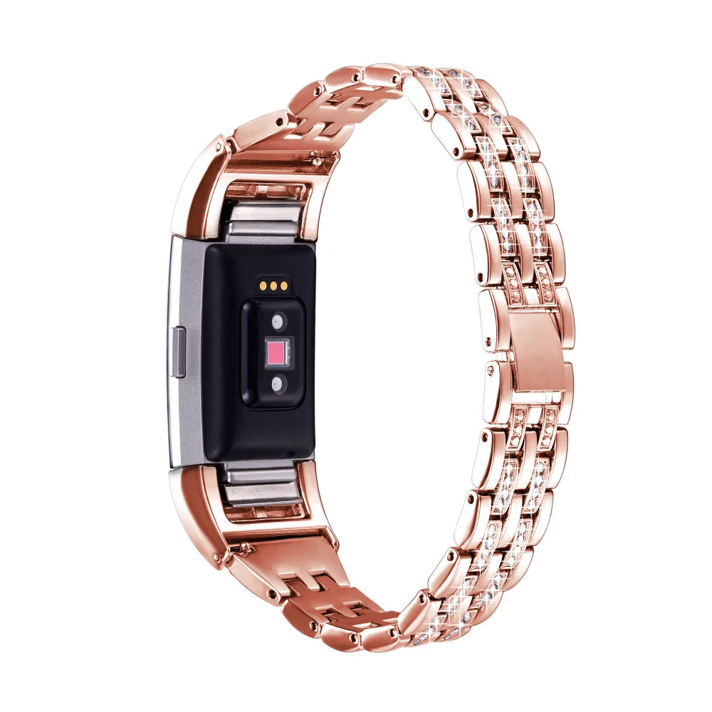 Для fitbit заряд 2 полосы регулируемый замена розового золота со стразами и