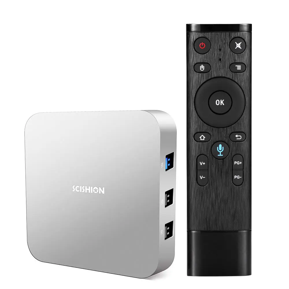 Фото Android 8.1 TV Box 2GB+16GB 4GB+32GB Bluetooth 4.0 RK3328 Quad Core 3D Video Voice-Control SCISHION Al ONE Smart 4K Электроника Android 8.1 TV Box 2GB+16GB 4GB+32GB Bluetooth 4.0 RK3328 Quad Core 3D Video Voice-Control SCISHION Al ONE Smart 4K Электроника