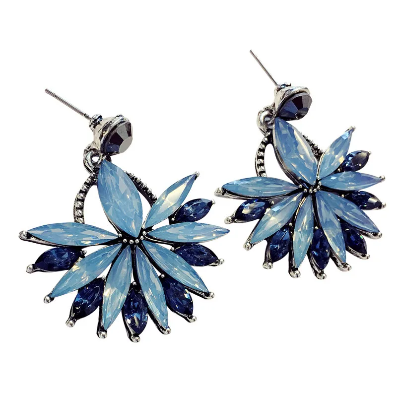 Модные Висячие серьги сплав розовый синий кристалл личности Серьги леди девушка