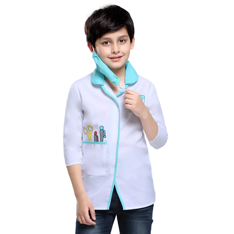 Umorden Child Kids Pretender Doctor Role Play Costume Boys White Lab Coat with Stethoscope Purim Carnival Halloween Costumes |