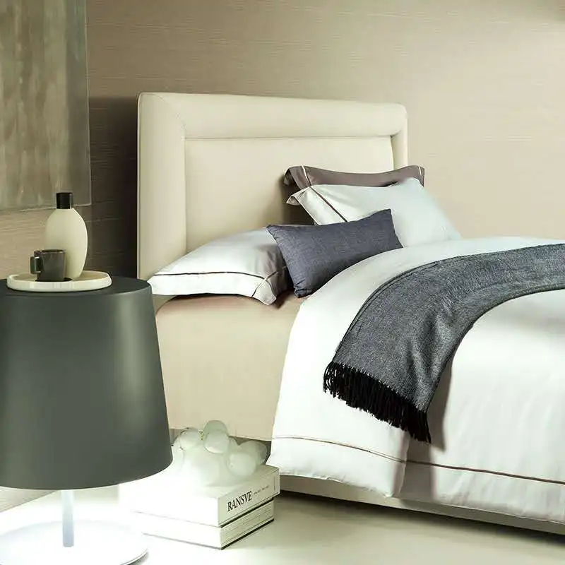 

4-Pieces Simple style Embroidery Luxury Bedding Set King Size Queen Size Bed Set solid color Duvet Cover Bed Sheet 28