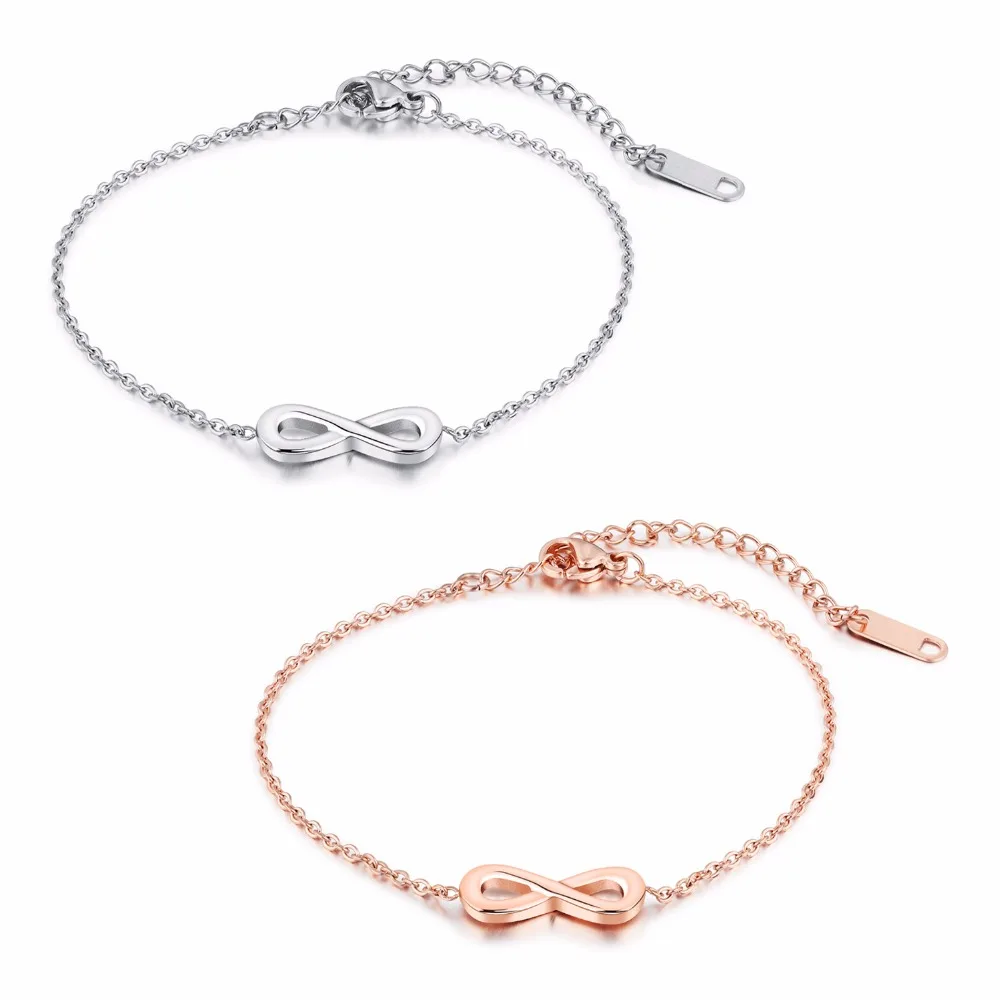 

Fashion Simple Infinity Women 's Bracelets Bangles Rose Gold Color Stainless Steel Link Chain Female Ladies Jewelery Gift