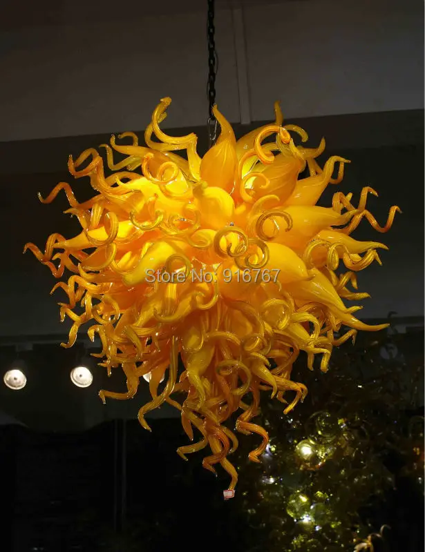 100% выдувная вручную лампа Chihuly желтого манго|colored glass chandelier|dale chihulyglass chandelier |