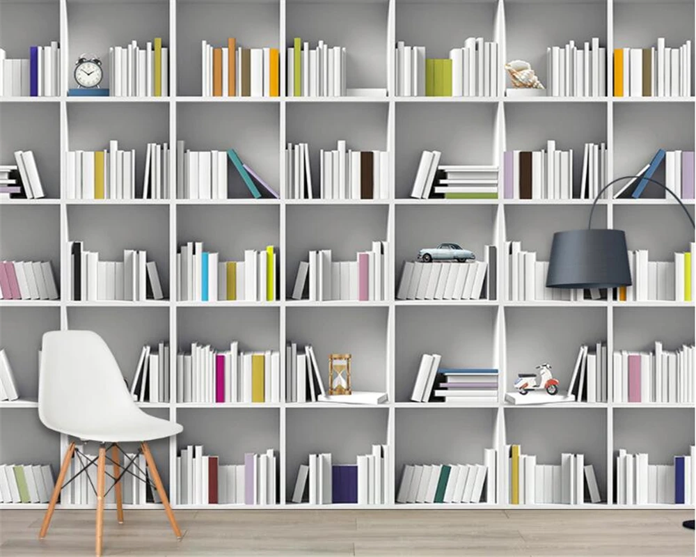 Обои на заказ Книжная библиотека книжный шкаф полка для журналов современное