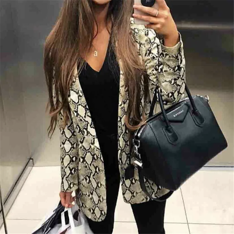 

Casual Long Sleeve Solid Color Turn-down Collar Coat Lady Business Jacket Suit Coat Slim Top Women Formal Blazers Female 2019