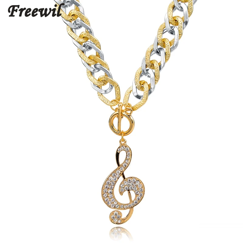 

2016 Jewellery Gold Chain Necklaces & Pendants Crystal Music Pendant Necklace For Women Collares SNE150777