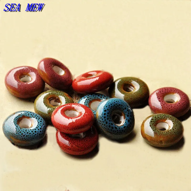 20 шт. Круглые Эмалированные керамические бусины 5 х6 мм|5mm hole beads|beads for jewelry makinghole beads