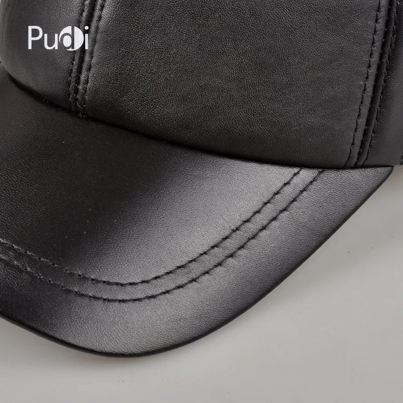 HL008 man Spring Leather Adjustable Solid Deluxe Baseball Ball Cap  brand new men's black  sport golf  trucker hats & caps