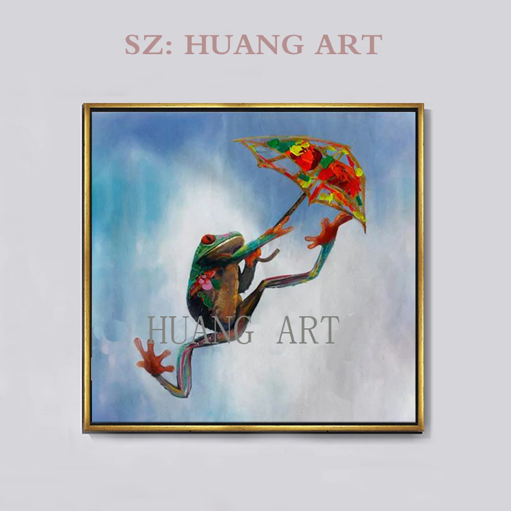 

Professional Artist Hand-painted High Quality Funny Frog Oil Painting on Canvas Modern Animal Oil Painting for Wall Decoration
