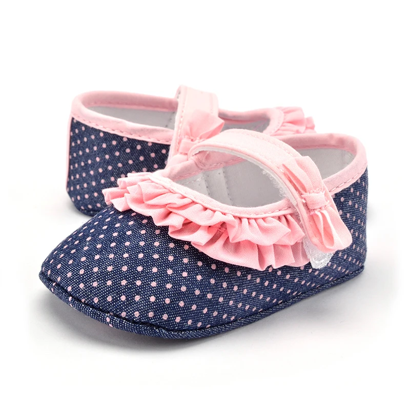 2017 Лоскутная Розовая обувь принцессы в горошек для новорожденных девочек от 0 до