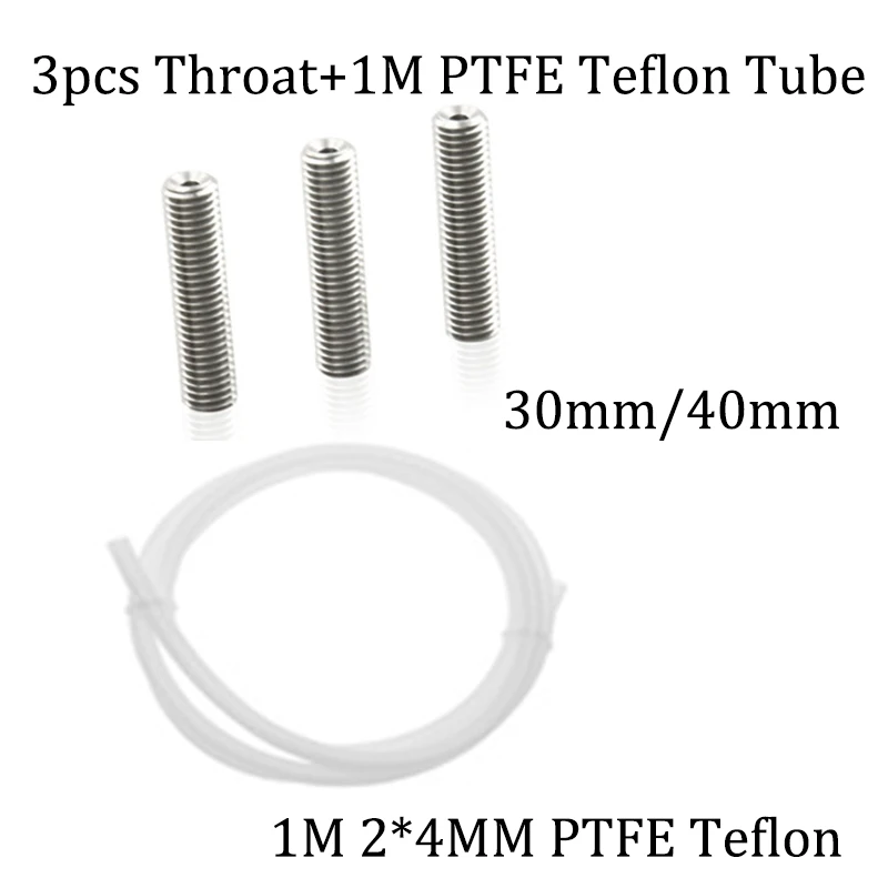 Anet 3 шт. M6 * 30 мм/40 мм горло + 1 м 2*4 PTFE тефлон трубки для RepRap Makerb/Мендель MK8 3D принтеры