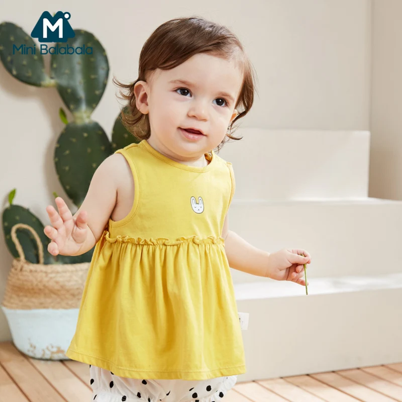 Комплекты одежды из хлопка для девочек Mini balabalaBaby летняя одежда двух предметов