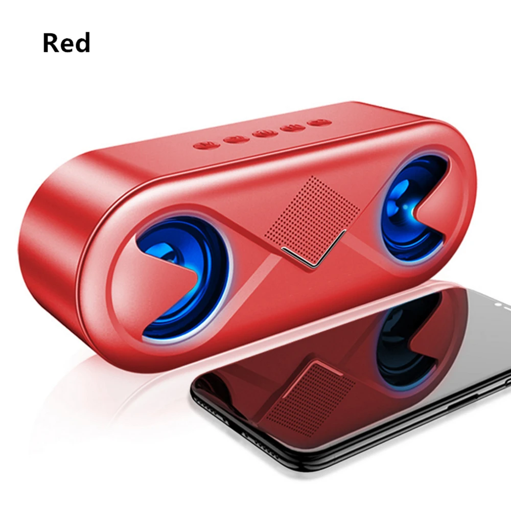 Красный Динамик s 10 Вт беспроводной стерео бас портативный Bluetooth 5,0 Hifi динамик Поддержка TF карты AUX USB Handsfree со вспышкой светодиодный - Цвет: Красный