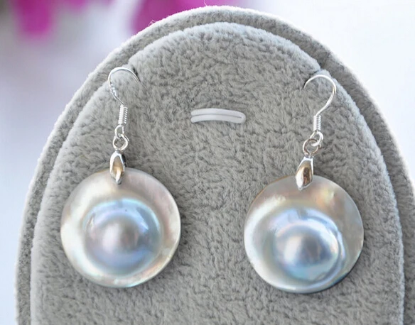 

FREE SHIPPING>>> free shipping 12284 GRAY SOUTH SEA MABE PEARL DANGLE EARRING