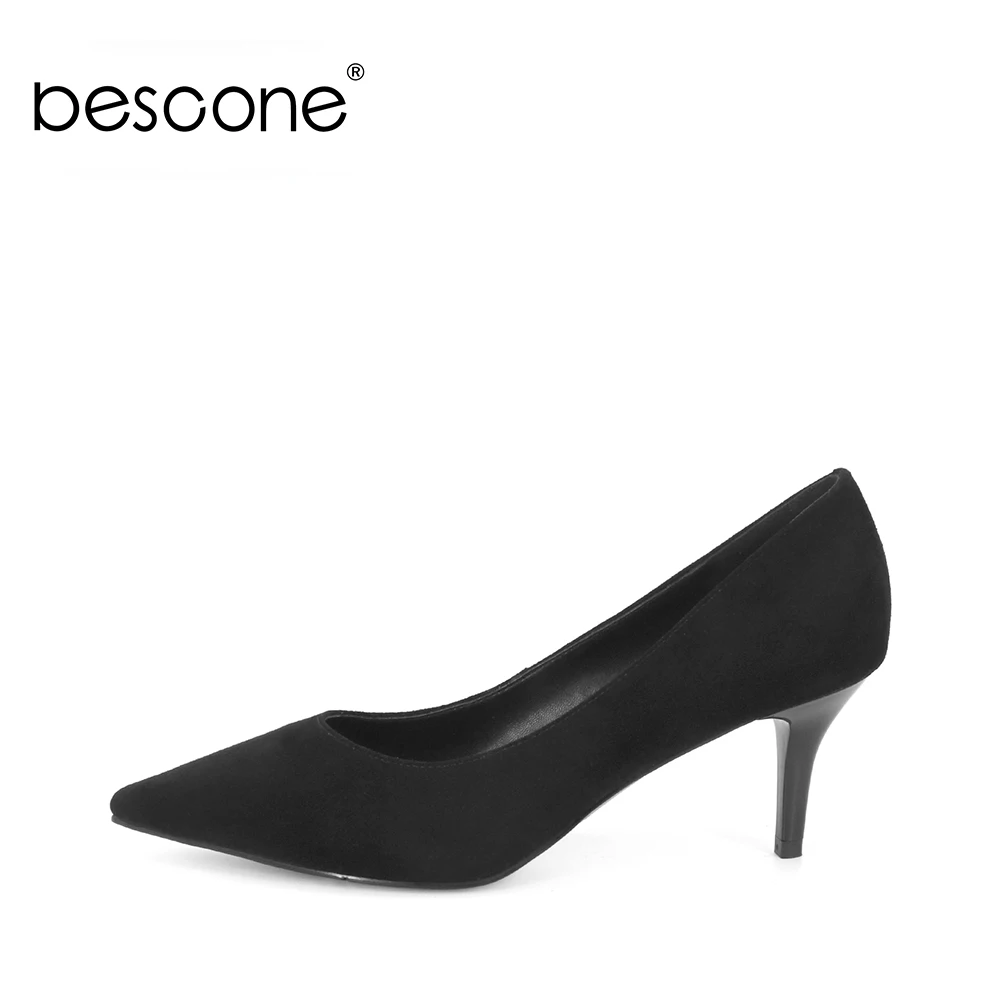 BESCONE/классические женские замшевые туфли-лодочки новые осенние офисные туфли на