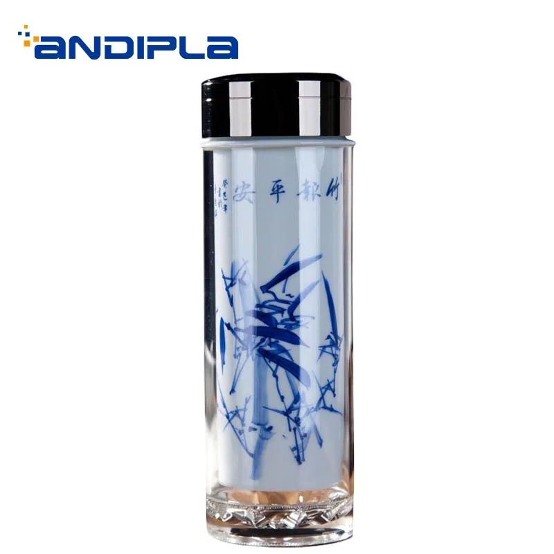 

Цзиндэчжэнь, керамические винтажные бутылки для воды, сине-белые фарфоровые прямые чашки, прозрачная стеклянная чашка для путешествий и ле...