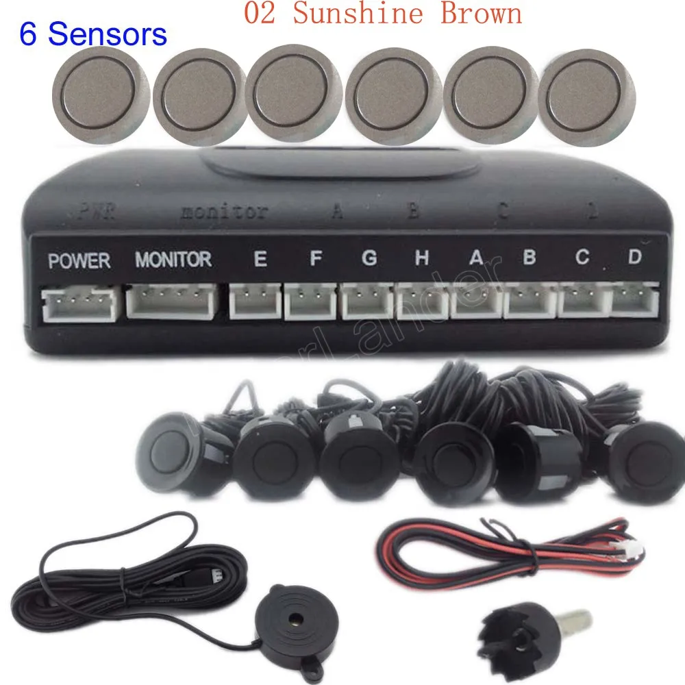 

free shipping 44 colors Car Parking Sensor Kit 6 Sensors 12V Reverse Assistance Backup Radar sound alert System radar